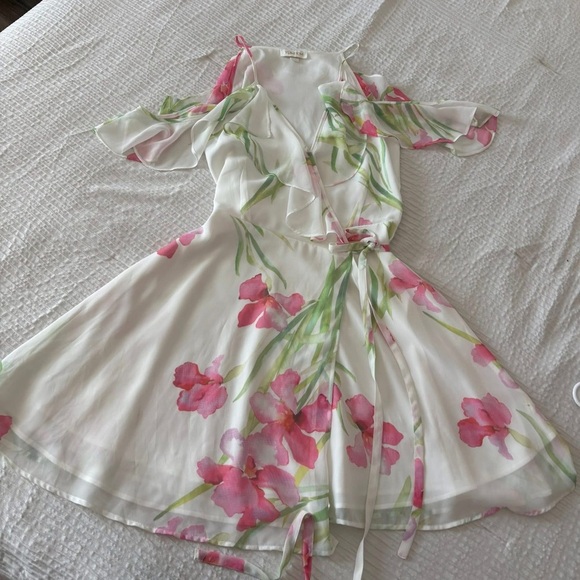 Floral Wrap Dress - Pink and Green - Picture 2 of 2